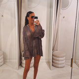 OAXACA TAUPE BEACH BLOUSE DRESS