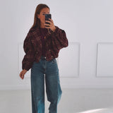 NAIDA BURGUNDY CHECKERED JACKET