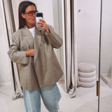CHARLOTTE BEIGE CHECKERED  BLAZER
