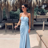 PALMIRA BLUE BUSTIER DRESS