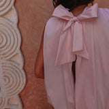 GHIZLANE LIGHT PINK OPEN BACK BLOUSE