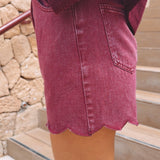 BURGUNDY DENIM SHORT 1045