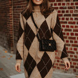 ANOUCK BEIGE/BROWN ARGYLE DRESS