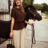 CERELIA BROWN RIBBED BLOUSE