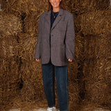 BARENYS DARK BLUE PRINT OVERSIZED BLAZER