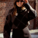 STAY COSY TAUPE ARGYLE SWEATER