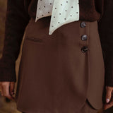 VIXIE BROWN BUTTON SKORT