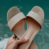 MARITZA BEIGE LINEN HEELS