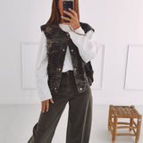 MARGAUX KHAKI ARMY SLEEVELESS JACKET