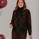 ANOUCK GREY/BROWN ARGYLE DRESS