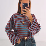 PIPER BORDEAUX/LIGHT BLUE STRIPED LONGSLEEVE SHIRT