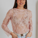ELENA LIGHT PINK LACE LONGSLEEVE TOP