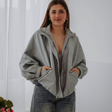 BRITT GREY LEATHER JACKET