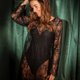 ANGEL LONG BLACK LACE DRESS