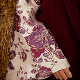HANNELIS BURGUNDY FLOWER SLEEVE BLAZER