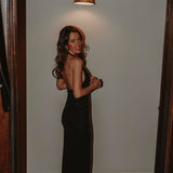HOLIDAY MAGIC BLACK SEQUIN HALTER DRESS