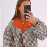 JENNIFER BEIGE/RED CHECKERED JACKET