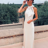 YAKUBA ECRU HALTER DRESS