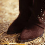 PRISCILLA BROWN STUDS COWBOY BOOTS