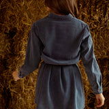 MISTY MORNING DARK BLUE DENIM DRESS