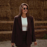 JUNIA BROWN STRIPED BLAZER