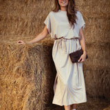 EL BOUDRIA BEIGE BRAID DRESS