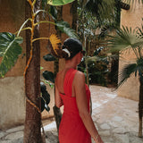 BESAME RED ONE SHOULDER DRESS