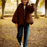 HELLO OCTOBER BROWN PUFFER JACKET