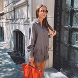 EILEEN DARK GREY STRIPED TWO-PIECE SET