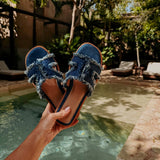 DRIFT AWAY DARK BLUE DENIM SLIPPERS