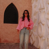 PARADISE PINK OPEN BACK BLOUSE