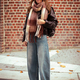 BROWN/BEIGE CHECKERED SCARF