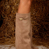 PAGE BEIGE SUEDE FOLD OVER BOOTS