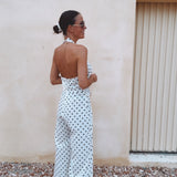 MAGIA ECRU POLKADOTS HALTER JUMPSUIT