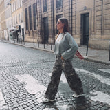 TAUPE LEOPARD BARREL JEANS A5285