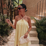 CARACOLA LIGHT YELLOW HALTER DRESS
