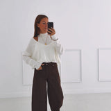 ESTER ECRU CUT-OUT PULLOVER