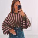 LOUNA KHAKI/PINK STRIPED SWEATER