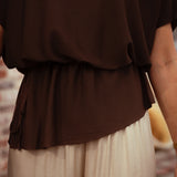 CERELIA BROWN RIBBED BLOUSE