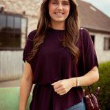 CERELIA BURGUNDY RIBBED BLOUSE