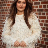 FIONA ECRU FRINGE SWEATER