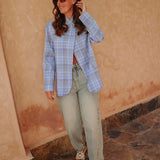 IFRANE LIGHT BLUE CHECKERED BLAZER