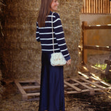 CLOVER DARK BLUE SATIN SKIRT