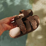 RIMAL BROWN RAFFIA SLIPPERS