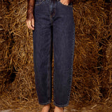 BARREL DARK BLUE MID WAIST JEANS 611-F-3