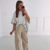 KAYLA BEIGE CARGO BALLOON PANTS
