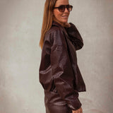 ADALEE BURGUNDY WOVEN ZIP JACKET