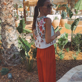 CULLERA ECRU FLOWER TOP
