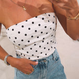 MAITHE ECRU POLKADOTS BUSTIER TOP