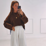 ANNELIES CAMEL BROWN FRINGE SWEATER